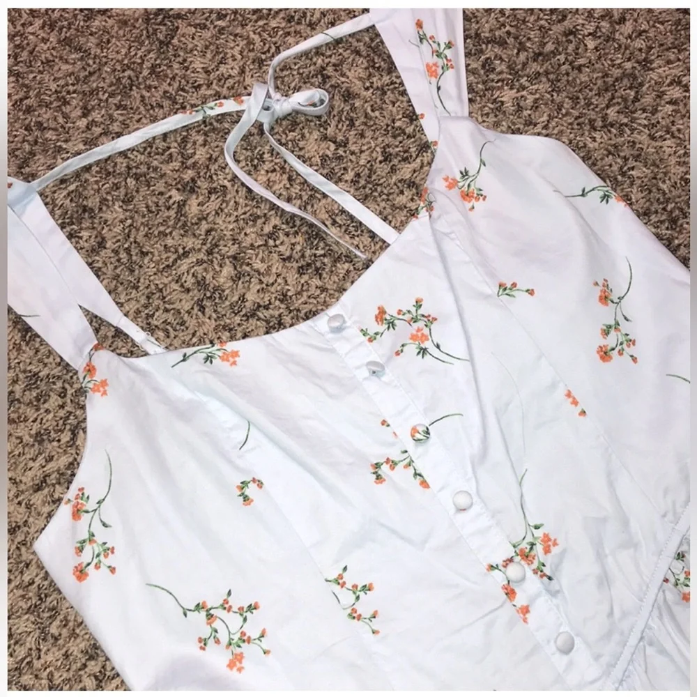 Wild Fable Woman’s Button Front Tiered Romper Light Blue Floral Sz XL | NWT - Picture 6 of 9
